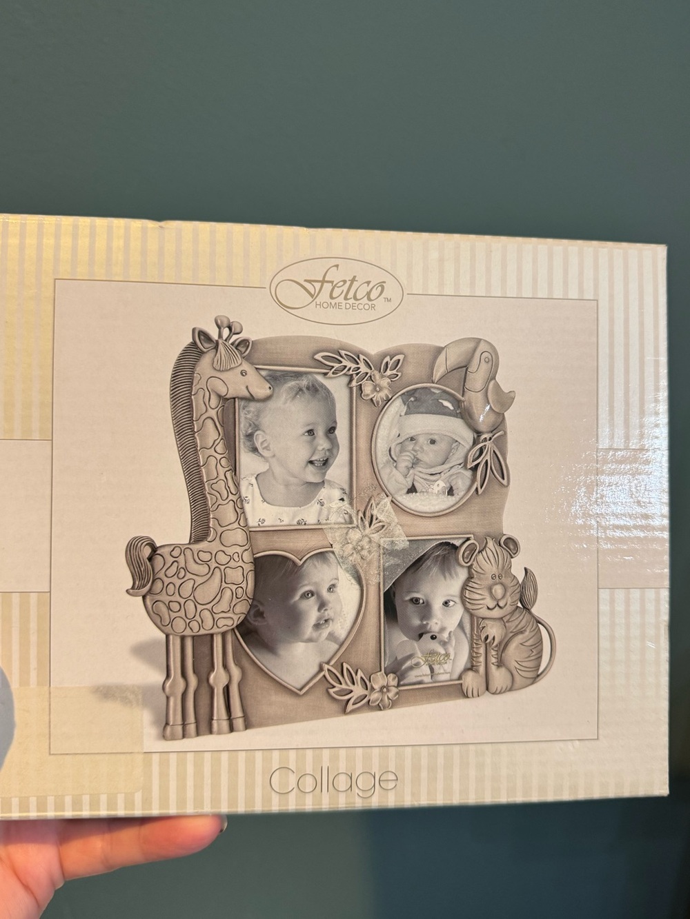 Fetco JUNGLE COLLAGE Pewter-Finish Photo Frame Giraffe/Tiger/Toucan New in box